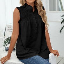 Ladda upp bild till gallerivisning, Ärmlös veckad lös ledig t-shirt med knappar
