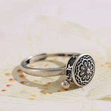 Ladda upp bild till gallerivisning, Buddhist Tibetan Prayer Wheel Ring OM Mantra Lotus Floral Ring
