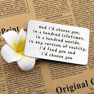 "And I'd choose you" Graverat plånbokskort i metall