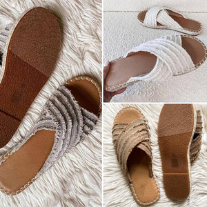 Flat Straw Cross fiskare Skor