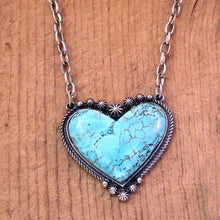 Ladda upp bild till gallerivisning, Boho turkos hjärtsmycke halsband
