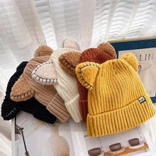 Ladda upp bild till gallerivisning, Vinter kattöron stickad mössa unisex
