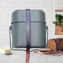 Ladda upp bild till gallerivisning, Green  Mess Kit Tin with Leather Strap Dinner Box
