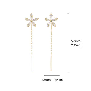 Blomsterörhängen med glänsande fransar