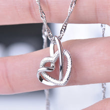 Ladda upp bild till gallerivisning, Frostat dubbelt hjärta halsband
