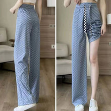Ladda upp bild till gallerivisning, Ice Silk Checkered Wide Leg Pants
