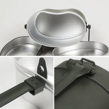 Ladda upp bild till gallerivisning, Green  Mess Kit Tin with Leather Strap Dinner Box

