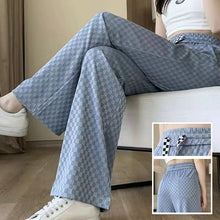 Ladda upp bild till gallerivisning, Ice Silk Checkered Wide Leg Pants

