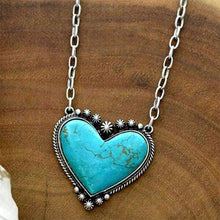 Ladda upp bild till gallerivisning, Boho turkos hjärtsmycke halsband
