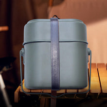 Ladda upp bild till gallerivisning, Green  Mess Kit Tin with Leather Strap Dinner Box
