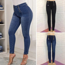Ladda upp bild till gallerivisning, Dubbelknäppta skinny-jeans med hög midja

